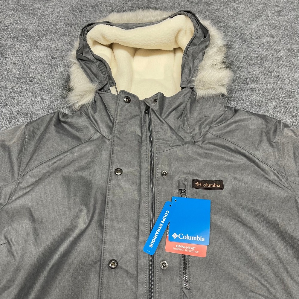 Columbia Long Jacket Womens XXL 2XL Grey Suttle Mountain Insulated Faux Fur Hood - Picture 3 of 15